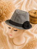 Chapeau H&M noir et blanc légèrement brillant motifs chevrons
