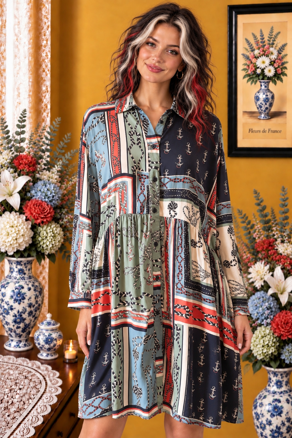 Robe femme Stradivarius bleu blanc multicolore taille 38