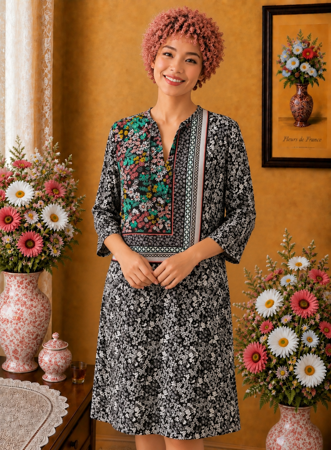 Robe femme GDM florale patchwork multicolore taille 40