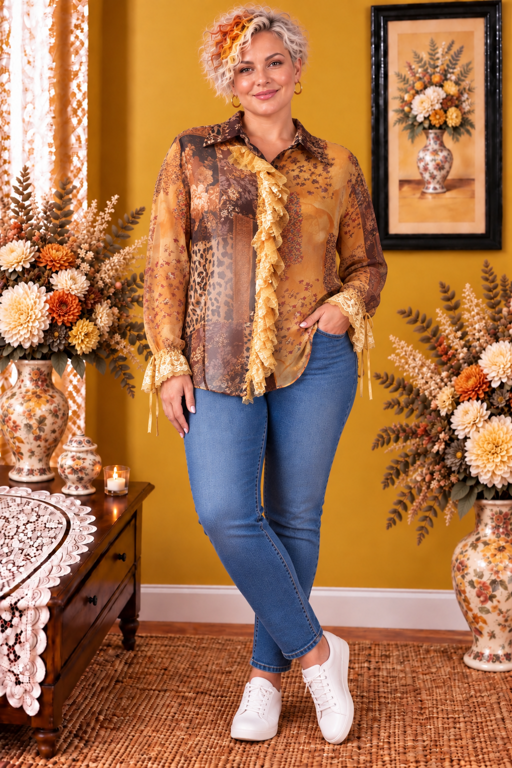 Chemise Xanaka marron multicolore taille 44