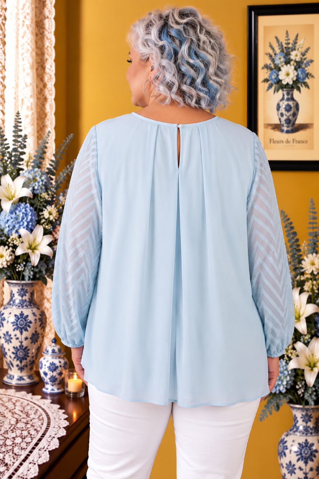 Blouse femme Shein Curve bleu clair taille 4XL