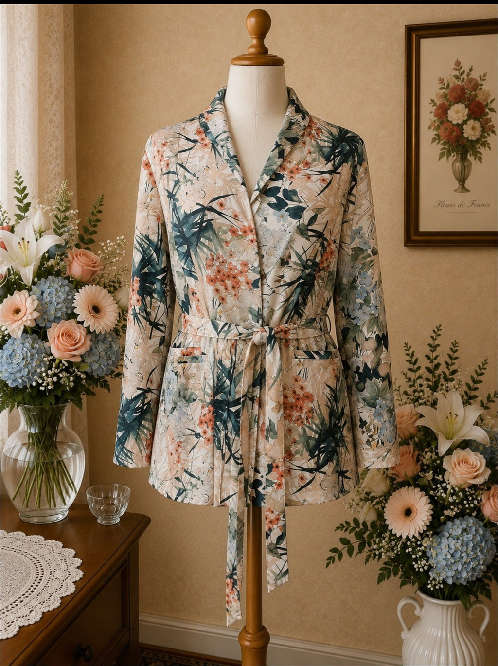 Veste Eli White florale crème, bleu & multicolore t42