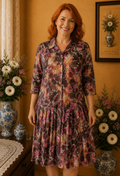 Robe chemisier vintage fleurie multicolore taille 52/54