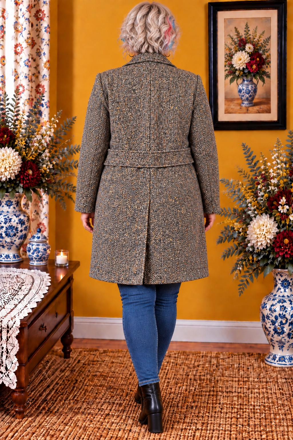 Manteau vintage Vers Mart Luxe Paris motifs chevrons taille 48