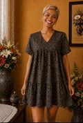 Robe d'été Shein noir moucheté camel orange taille 36