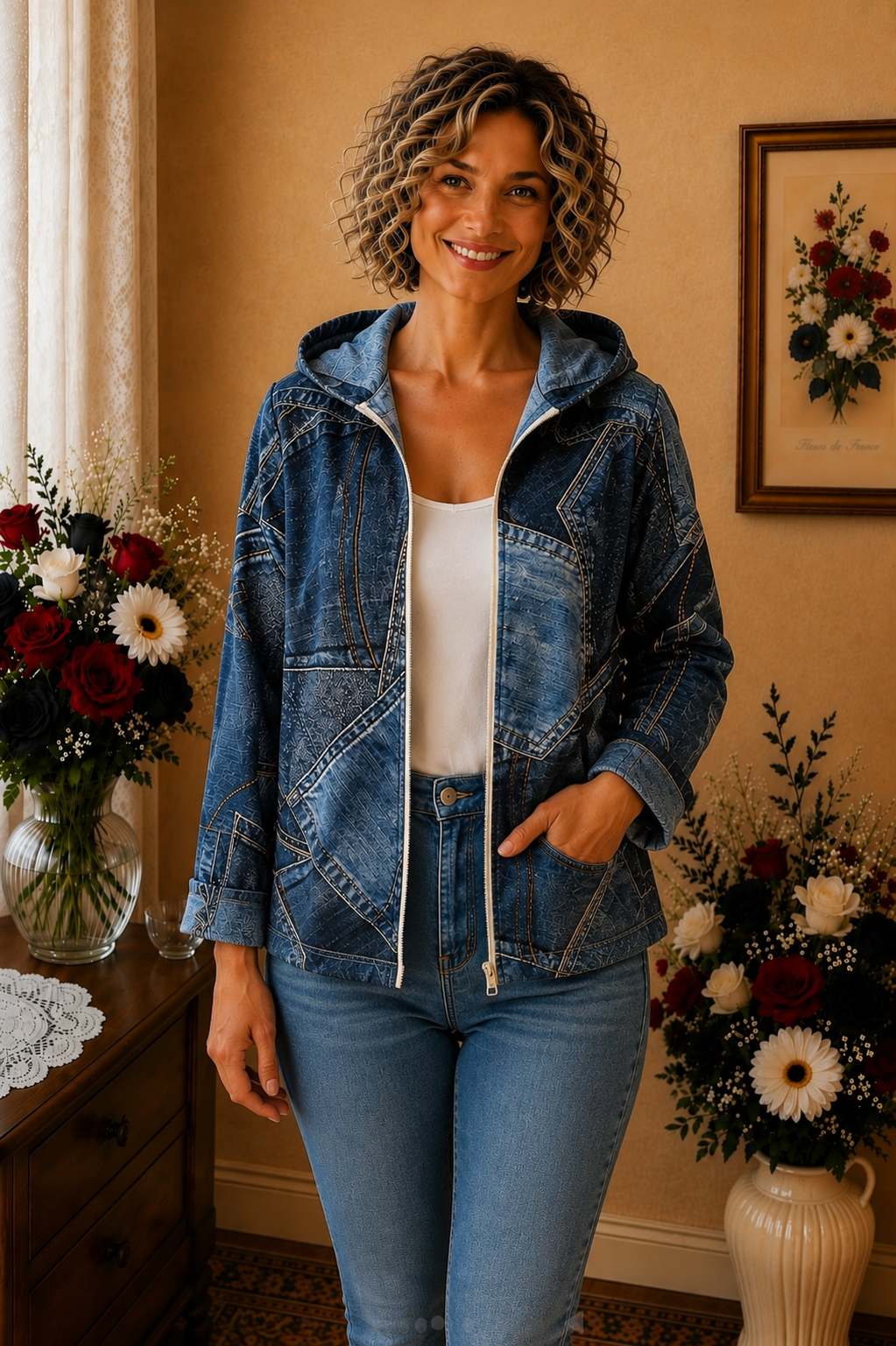 Veste neuve bleu blanc taille XL