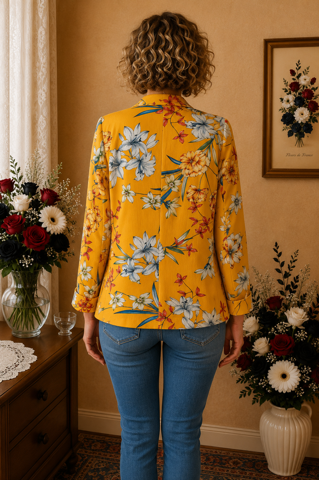 Veste Pimkie neuve jaune multicolore floral taille 36