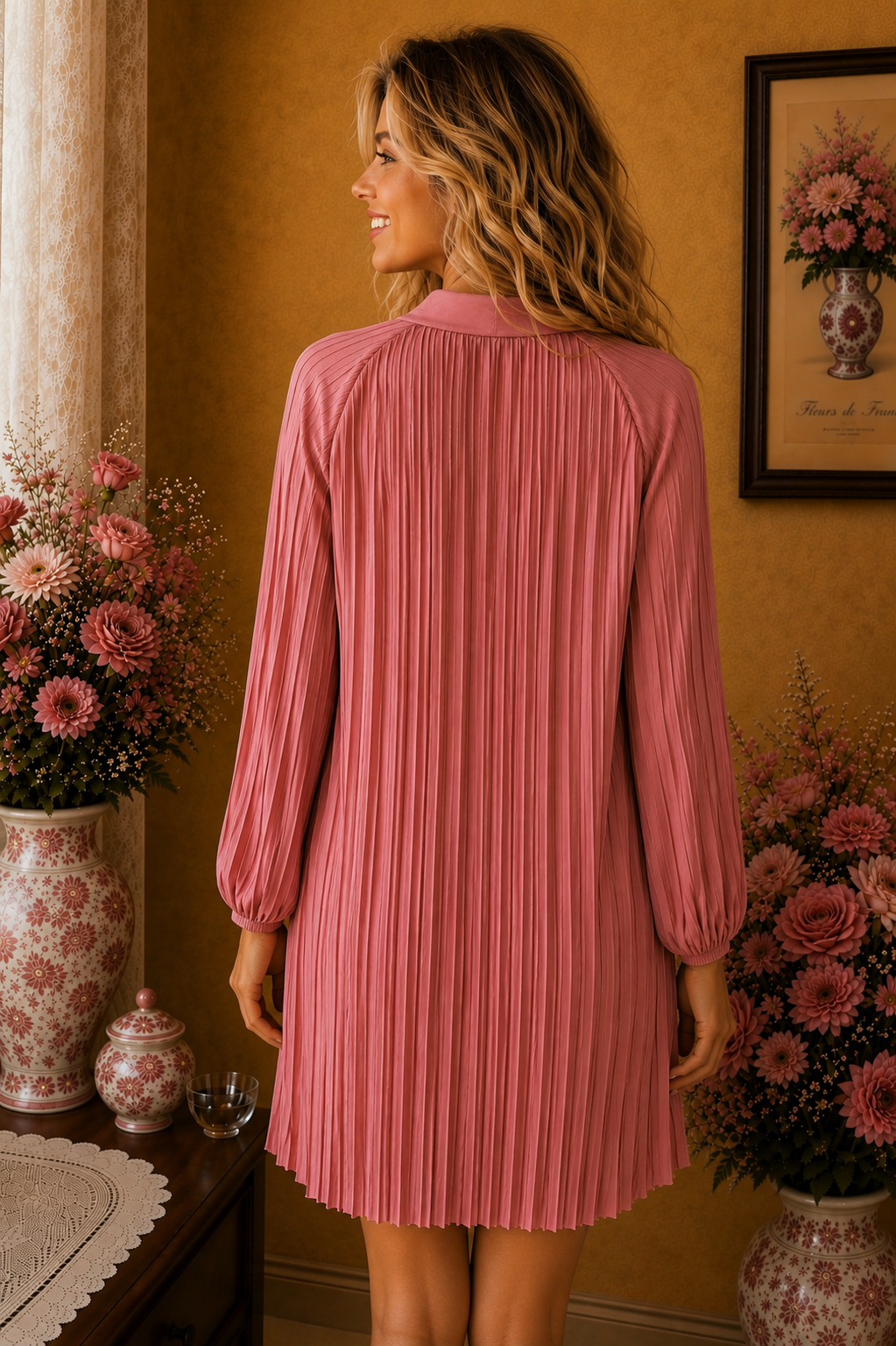 Robe Zara vieux rose entièrement plissée taille L