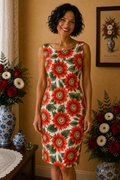 Robe d'été Figure libre neuve blanc rouge vert taille 38, 100% coton