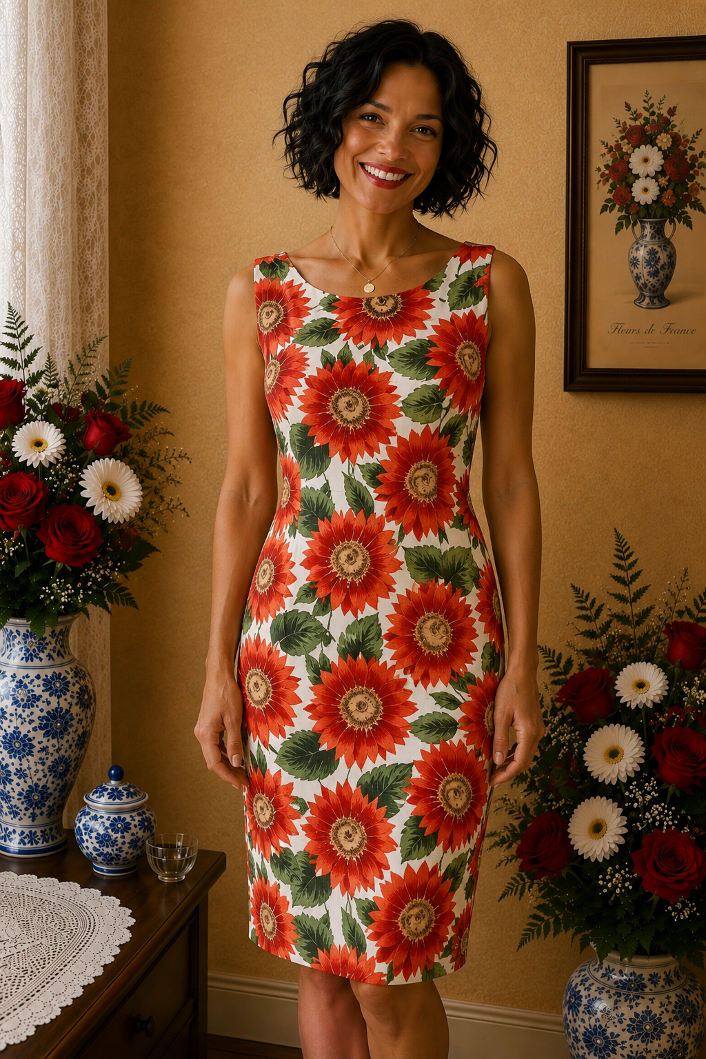 Robe d'été Figure libre neuve blanc rouge vert taille 38, 100% coton