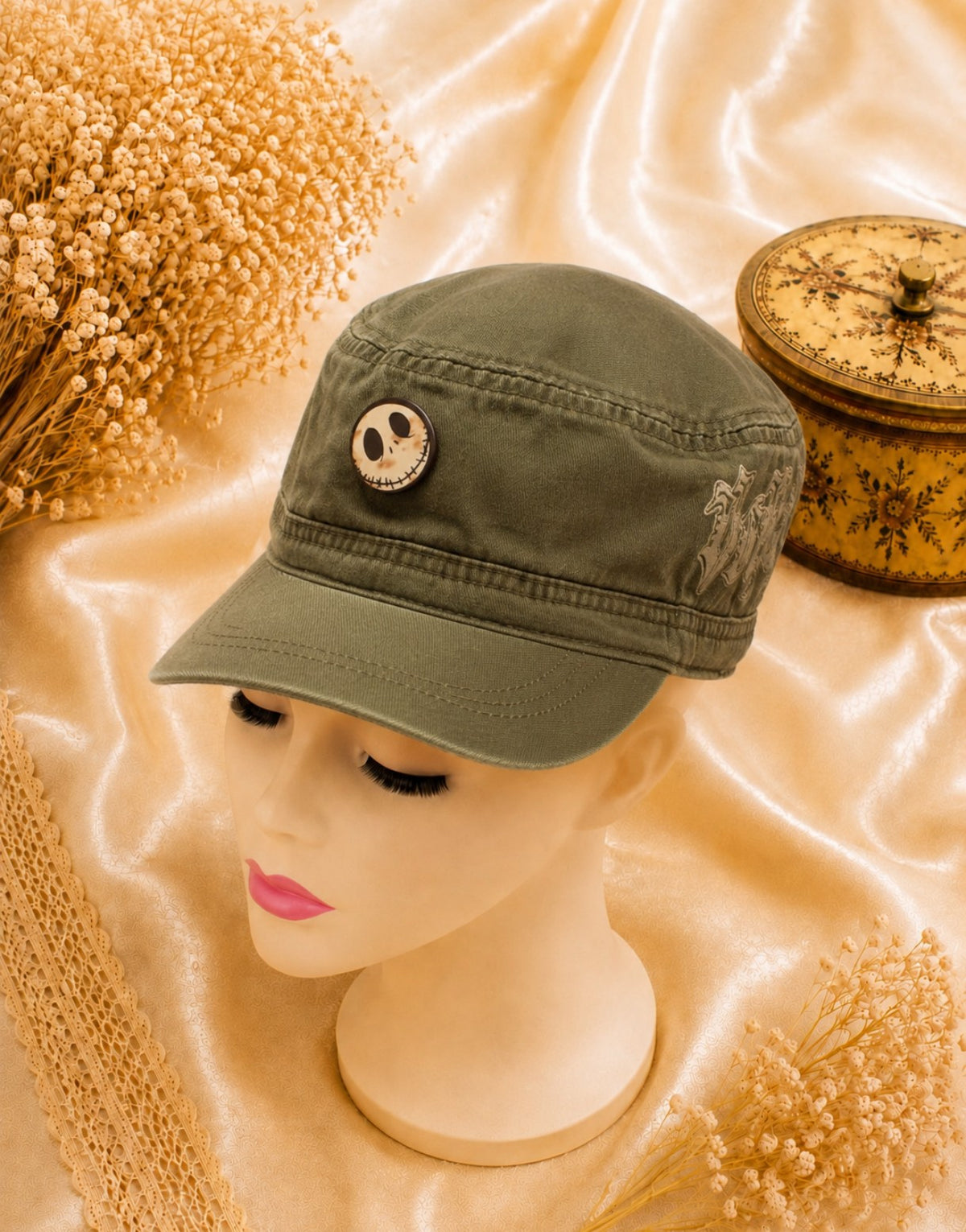Casquette H&M style militaire vert kaki 100% coton details decoratifs