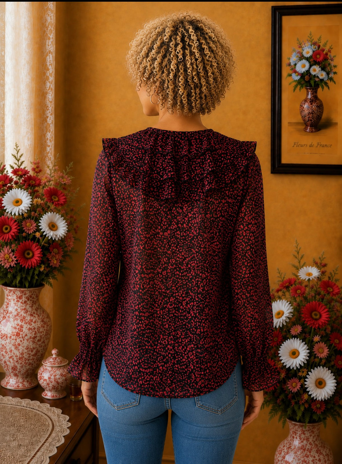 Chemisier femme Zara  Voilage & fils dorés taille 34