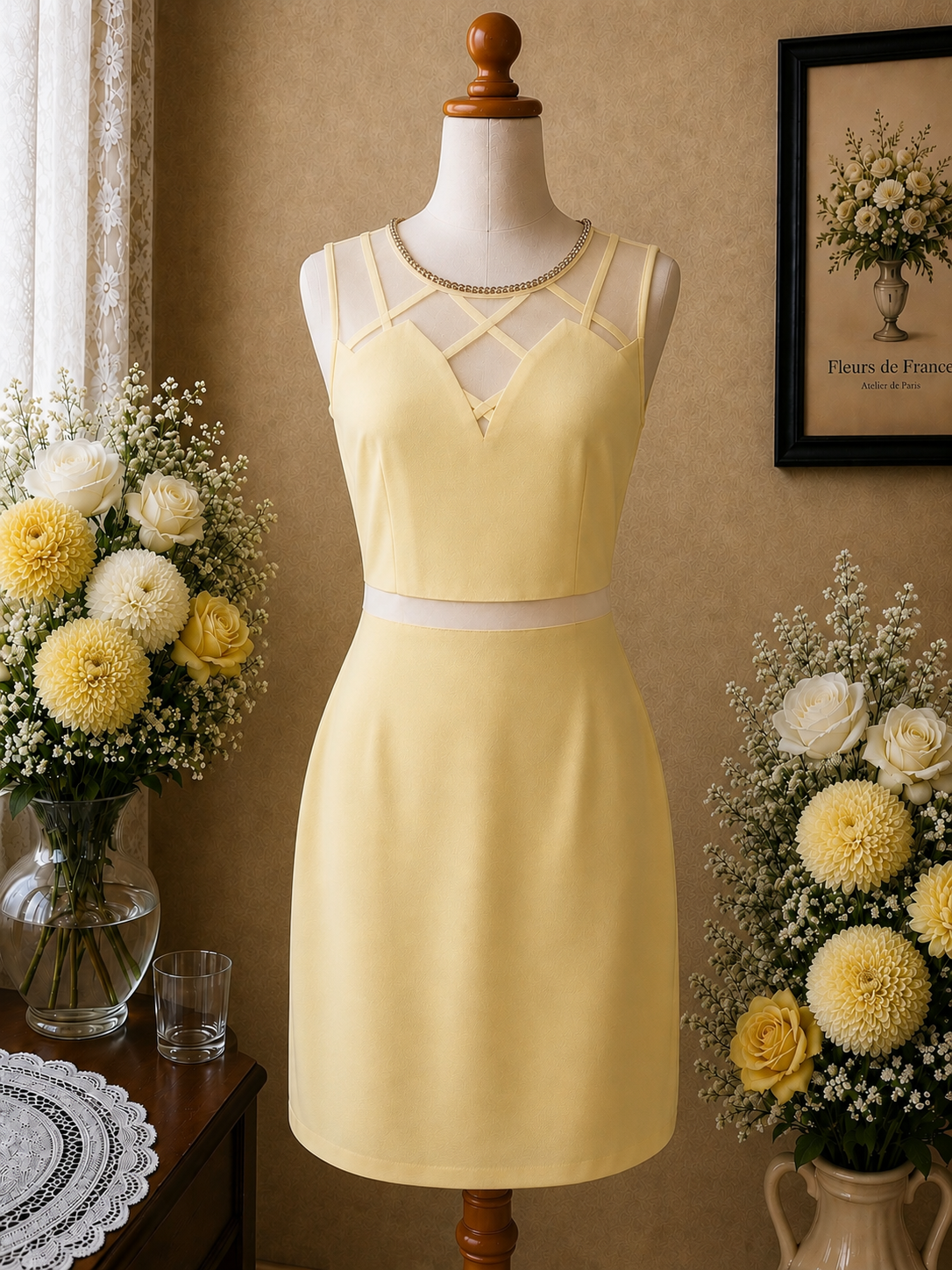 Robe d'été jaune ensoleillée coupe fluide taille 40