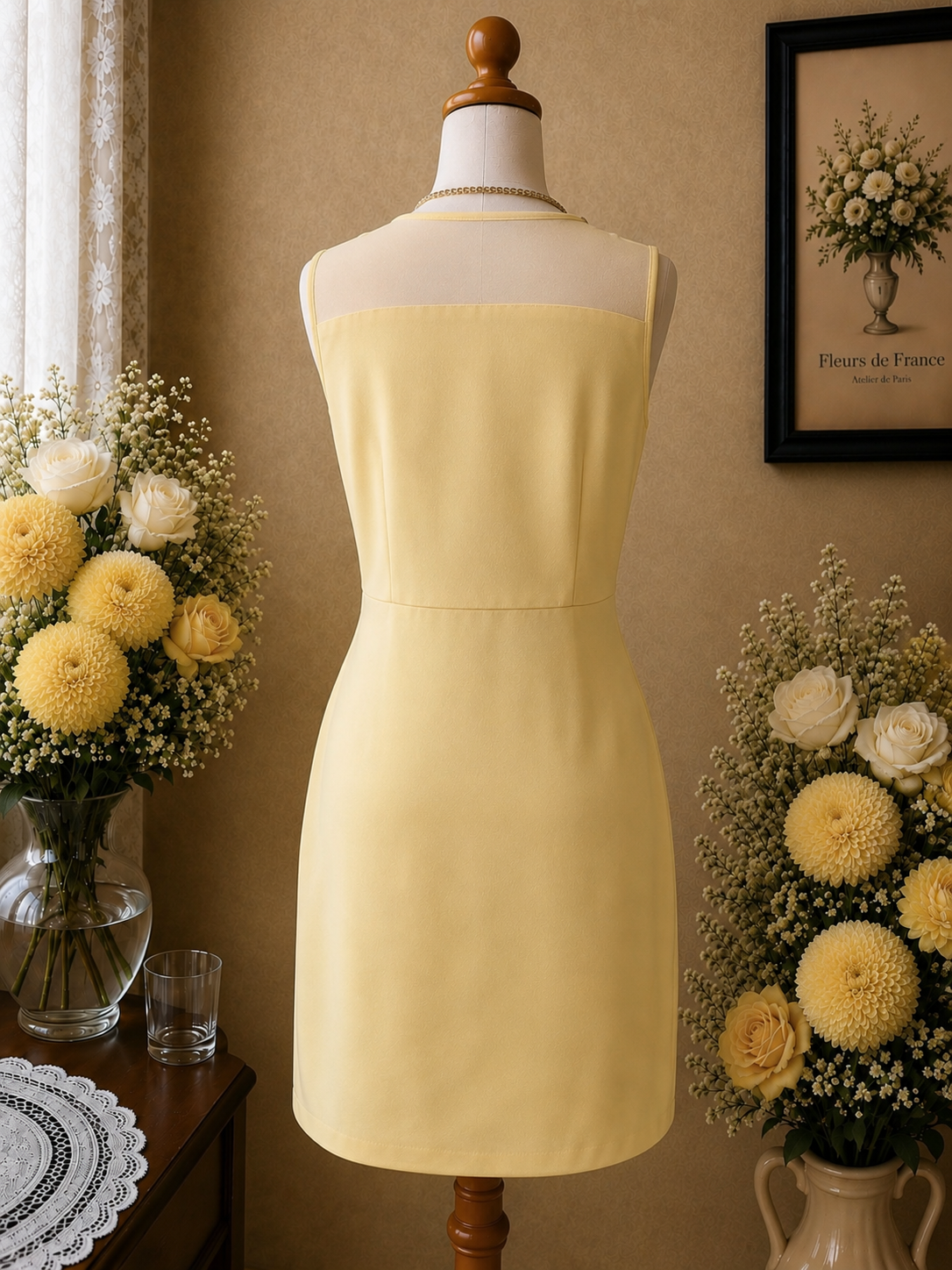 Robe d'été jaune ensoleillée coupe fluide taille 40