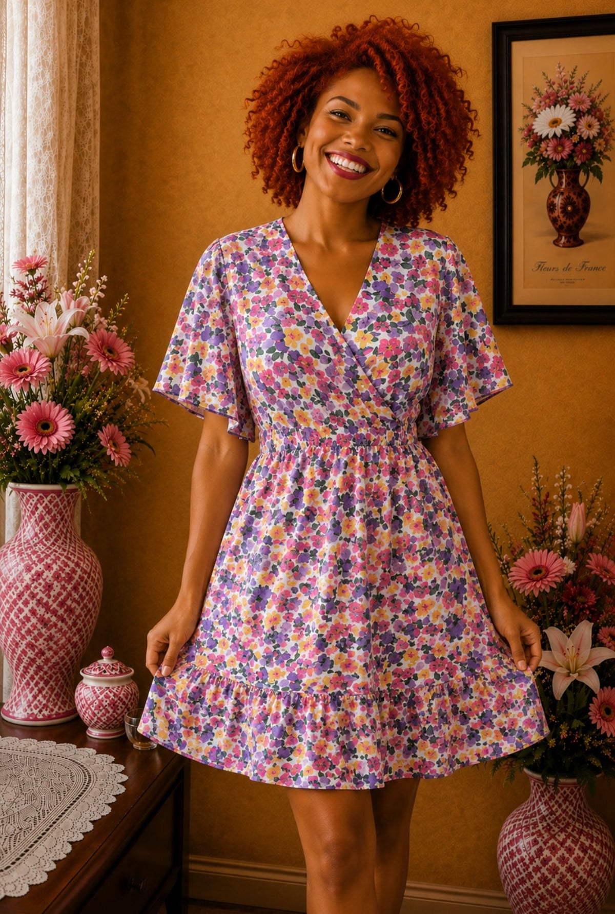 Robe d'été florale Shein Curve taille 3XL blanche multicolore