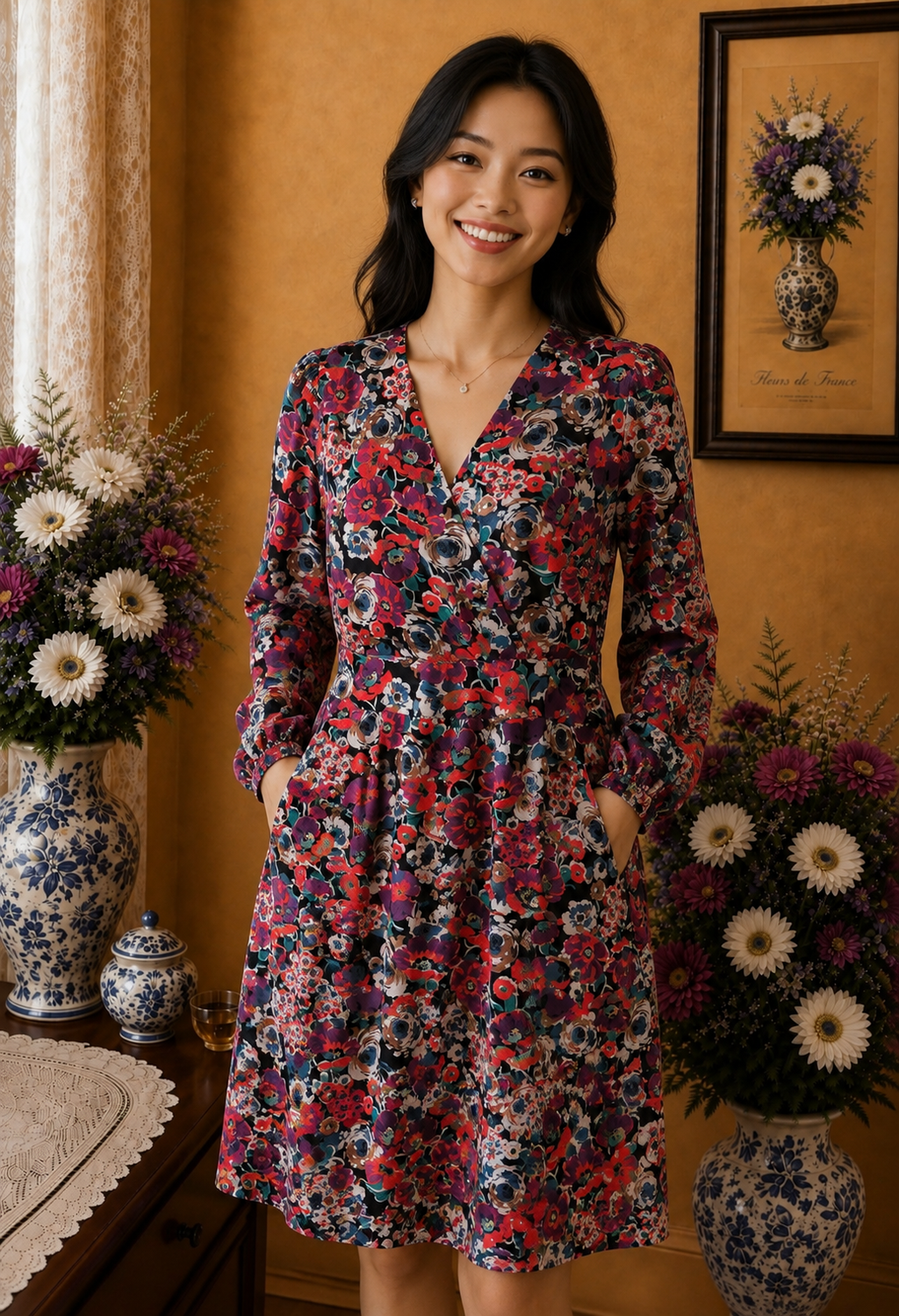 Robe Camaïeu imprimé floral multicolore taille 44