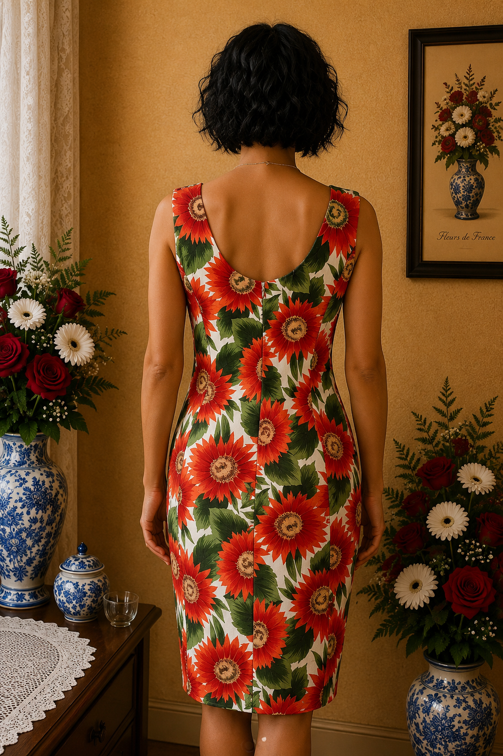 Robe d'été Figure libre neuve blanc rouge vert taille 38, 100% coton
