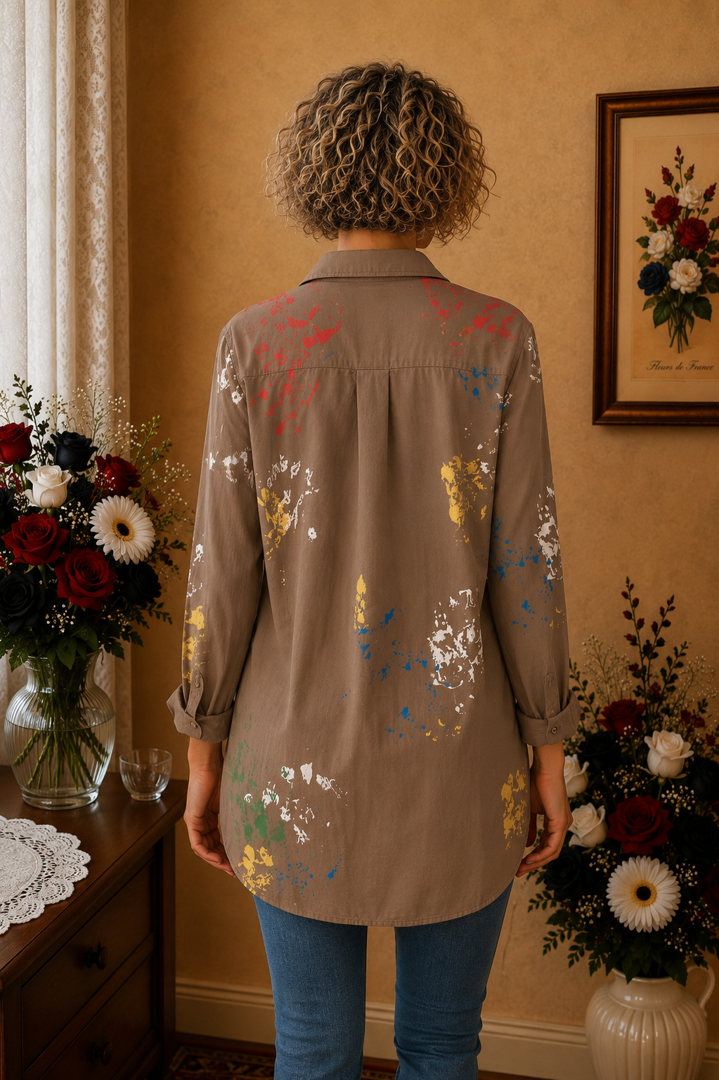 Chemise In Vogue Paris vert kaki multicolore t38/40