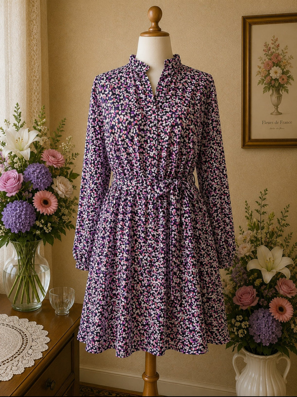 Robe New collection noir violet multicolore florale t40