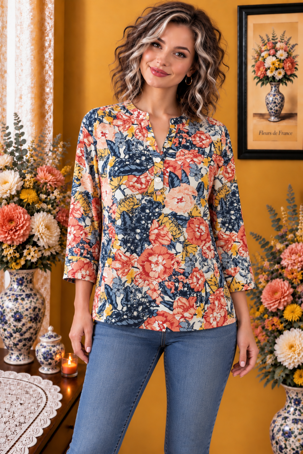 Chemise Esmara blanc multicolore 55% lin 45% coton neuve taille 40