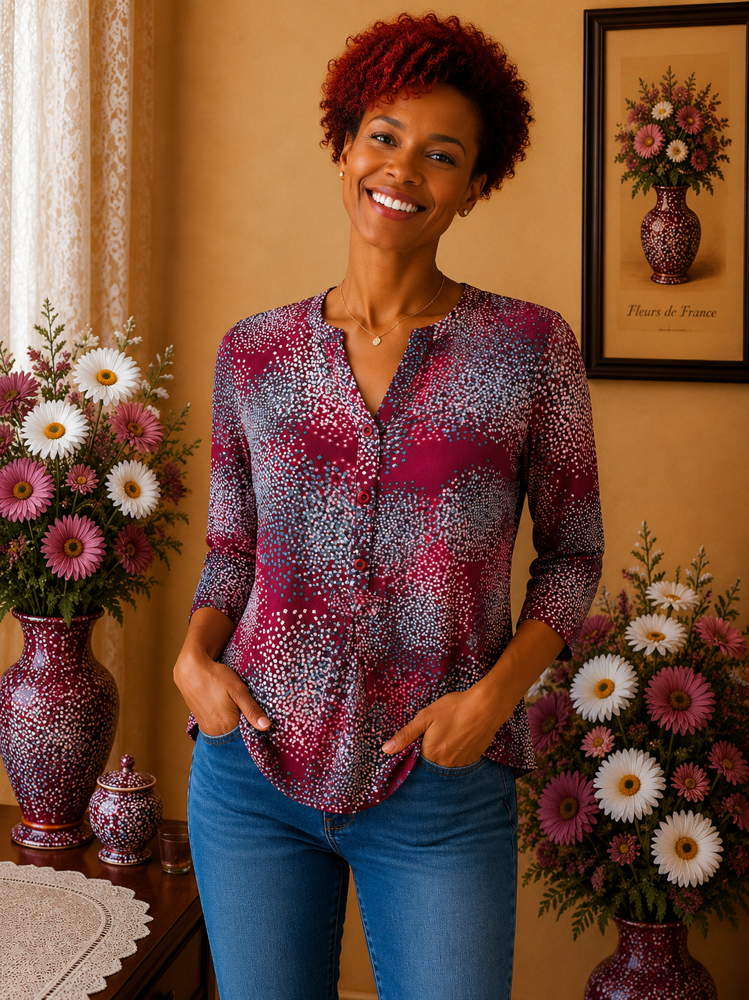 Top Renatto bene Paris imprimé graphique multicolore taille 36