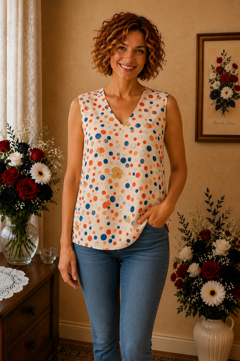 Haut Françoise de France multicolore taille 48