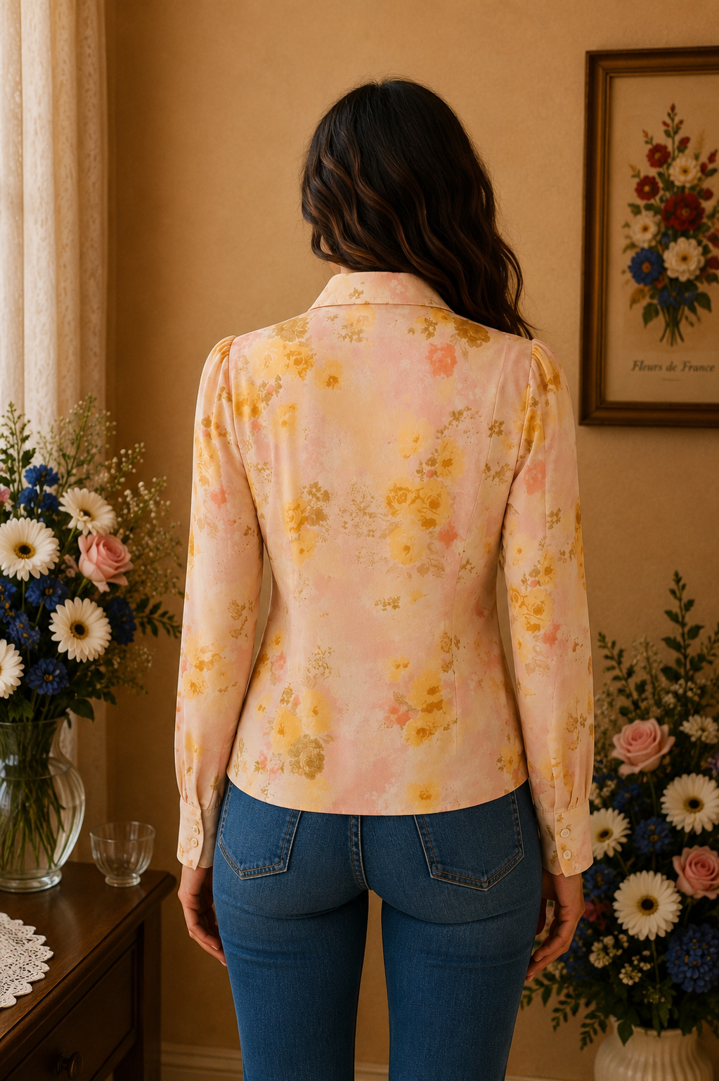 Chemise An Phuoc rose florale multicolore t42/44