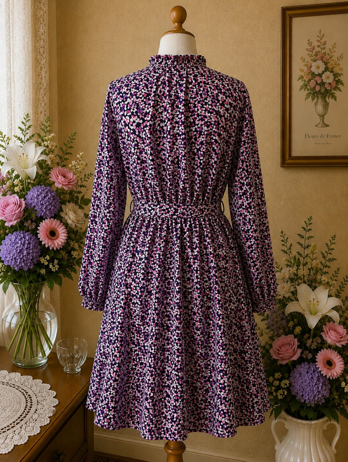 Robe New collection noir violet multicolore florale t40