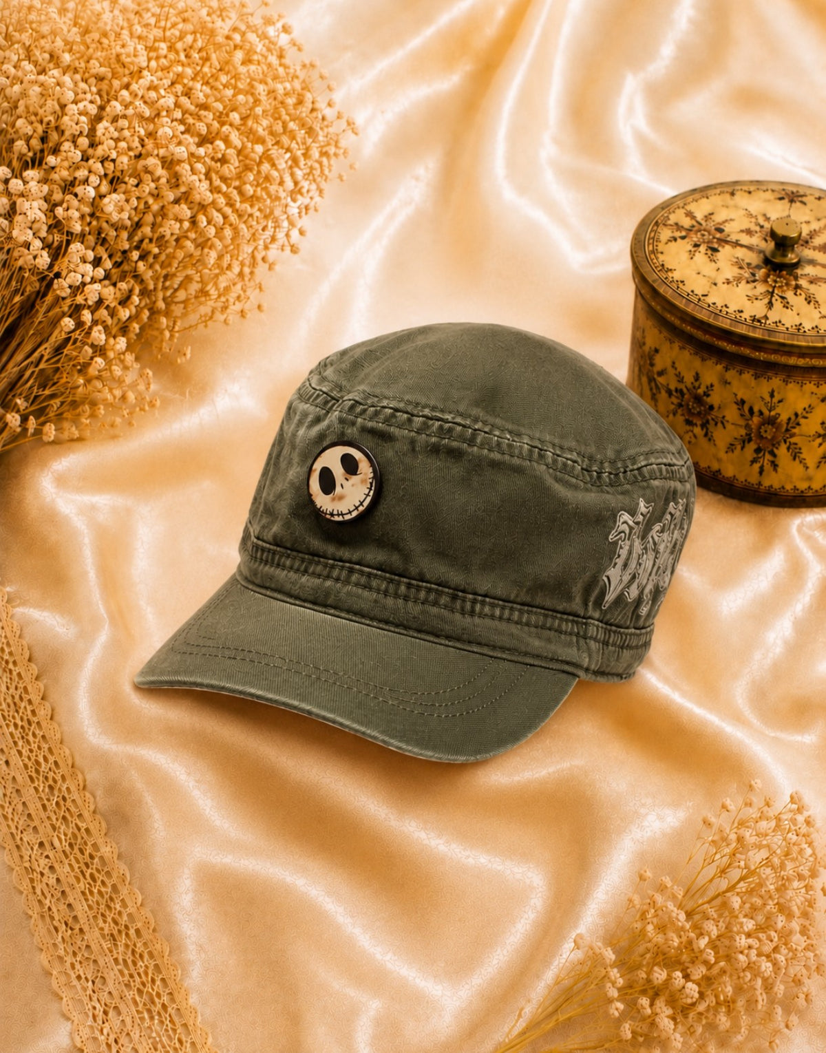 Casquette H&M style militaire vert kaki 100% coton details decoratifs