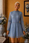 Robe H&M Divided bleu ciel dentelle taille 42/44