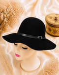 Chapeau femme noir larges bords élégant et intemporel 100% laine