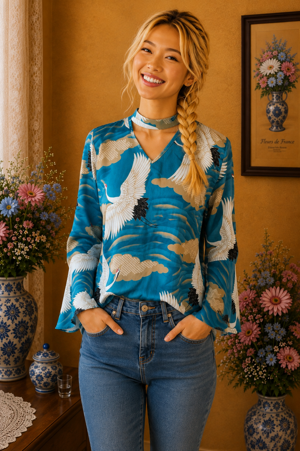 Blouse femme U87 Ufficio Ottantasette T912 bleu taille 36