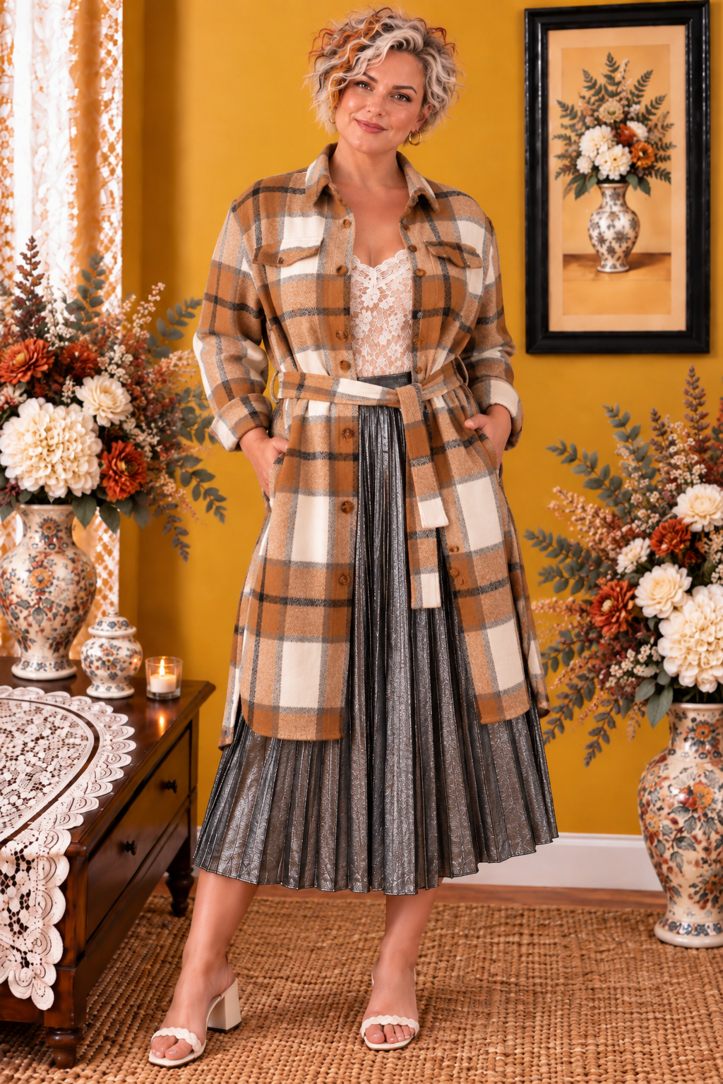 Veste Shein marron blanc multicolore taille 40/42