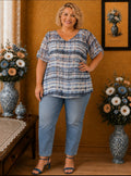 Blouse tunique M&Mode imprimée Effet voile transparent taille 52