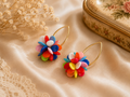 Boucles d'oreilles fantaisie originales bouquet multicolore