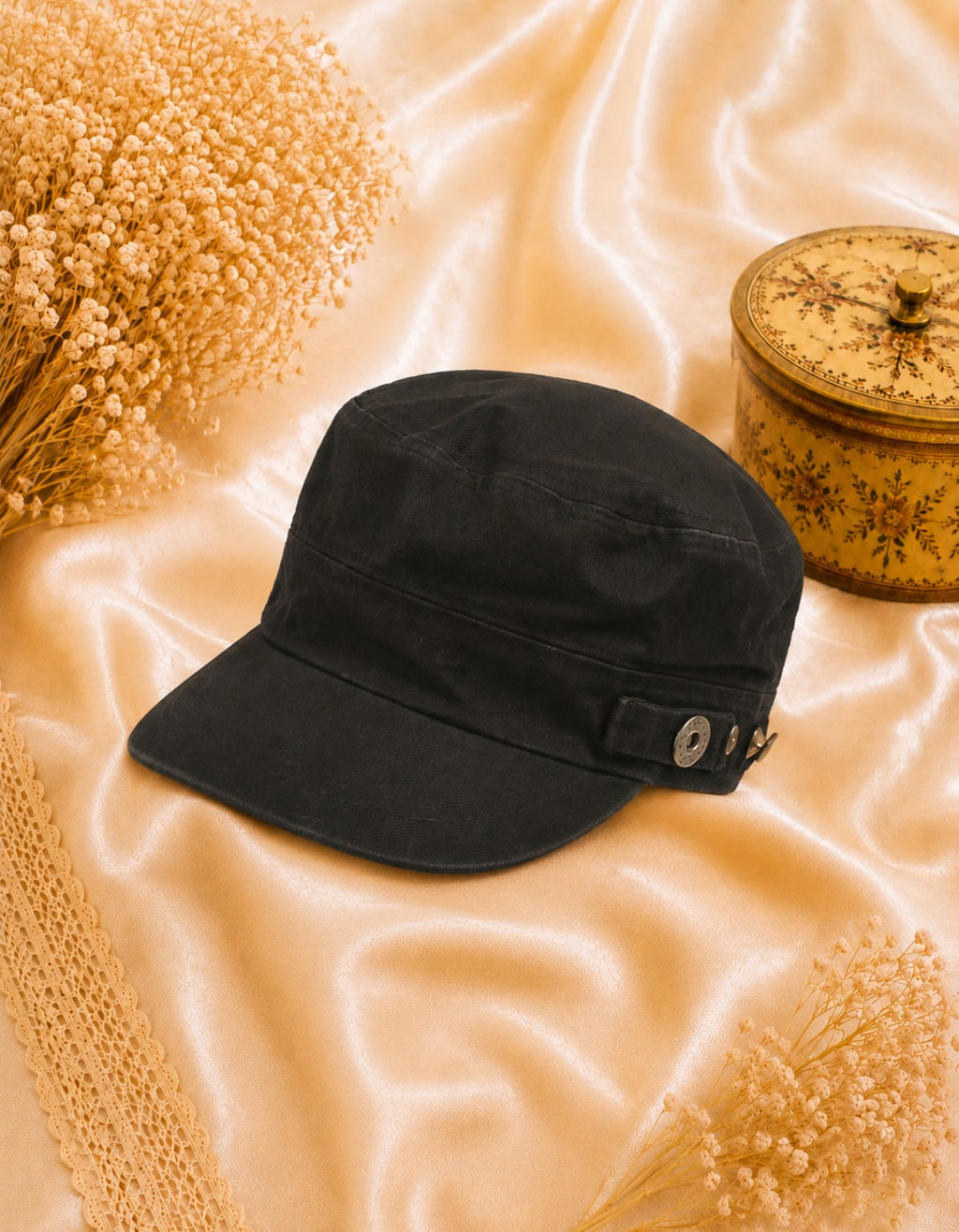 Casquette femme Jeans noire 100% coton forme style militaire
