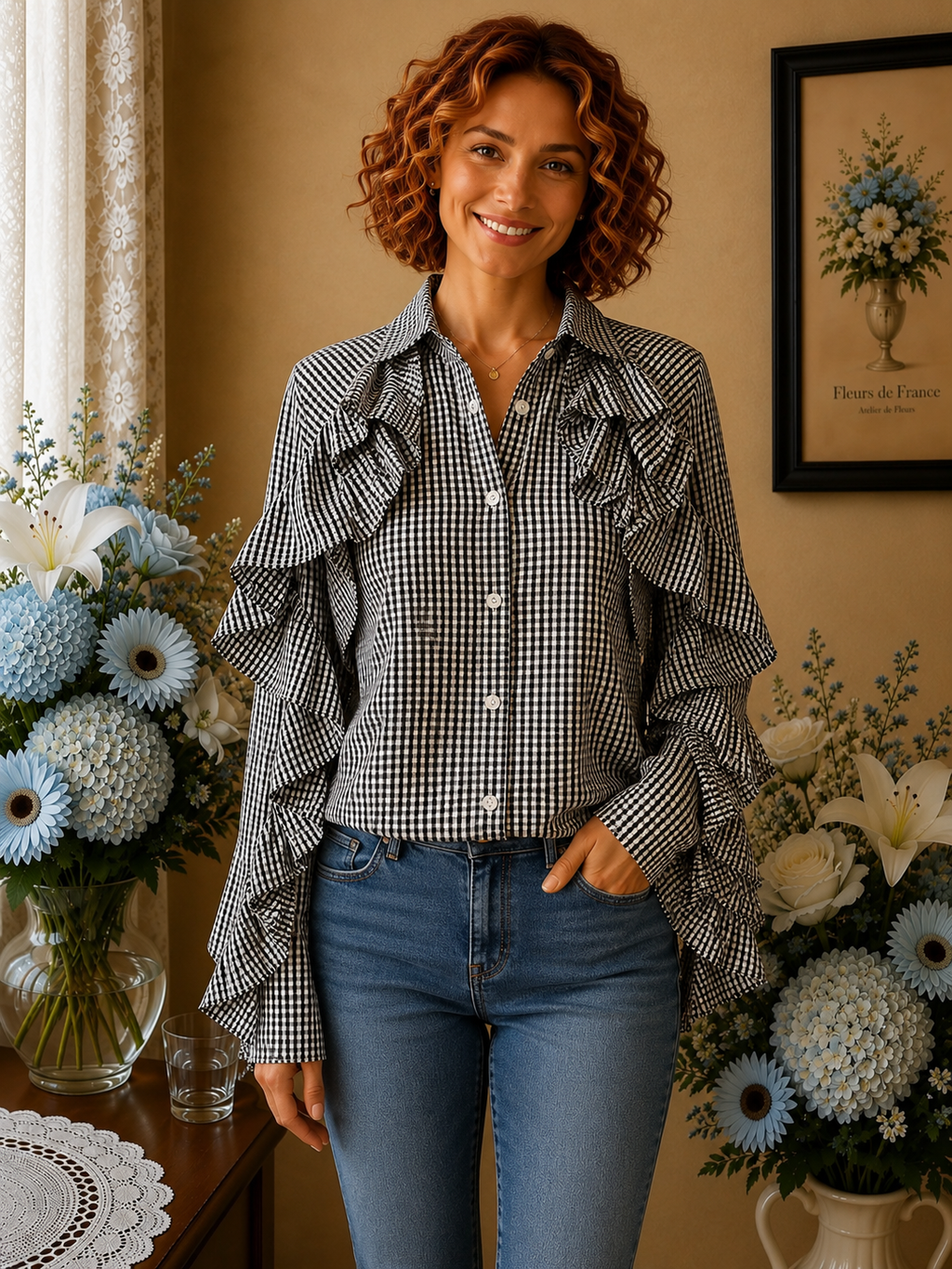 Chemise Paccio Bleu Marine & Blanc, 100% Coton t34