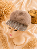 Casquette femme strass effet angora taupe marin clair neuve